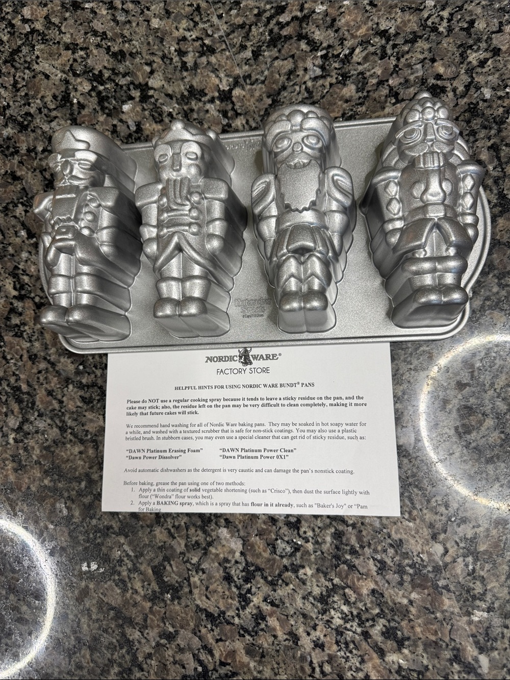 Nordic Ware Metallic Silver Nutcracker Mold Set NEW